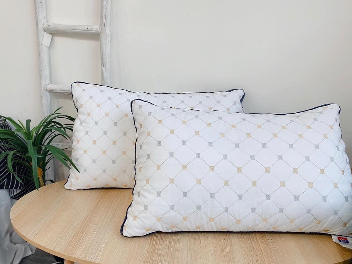 Đôi ruột gối nằm trần trám LIDACO cao cấp bông tự nhiên vải cotton 100% kích thước 50x70cm (2 chiếc)