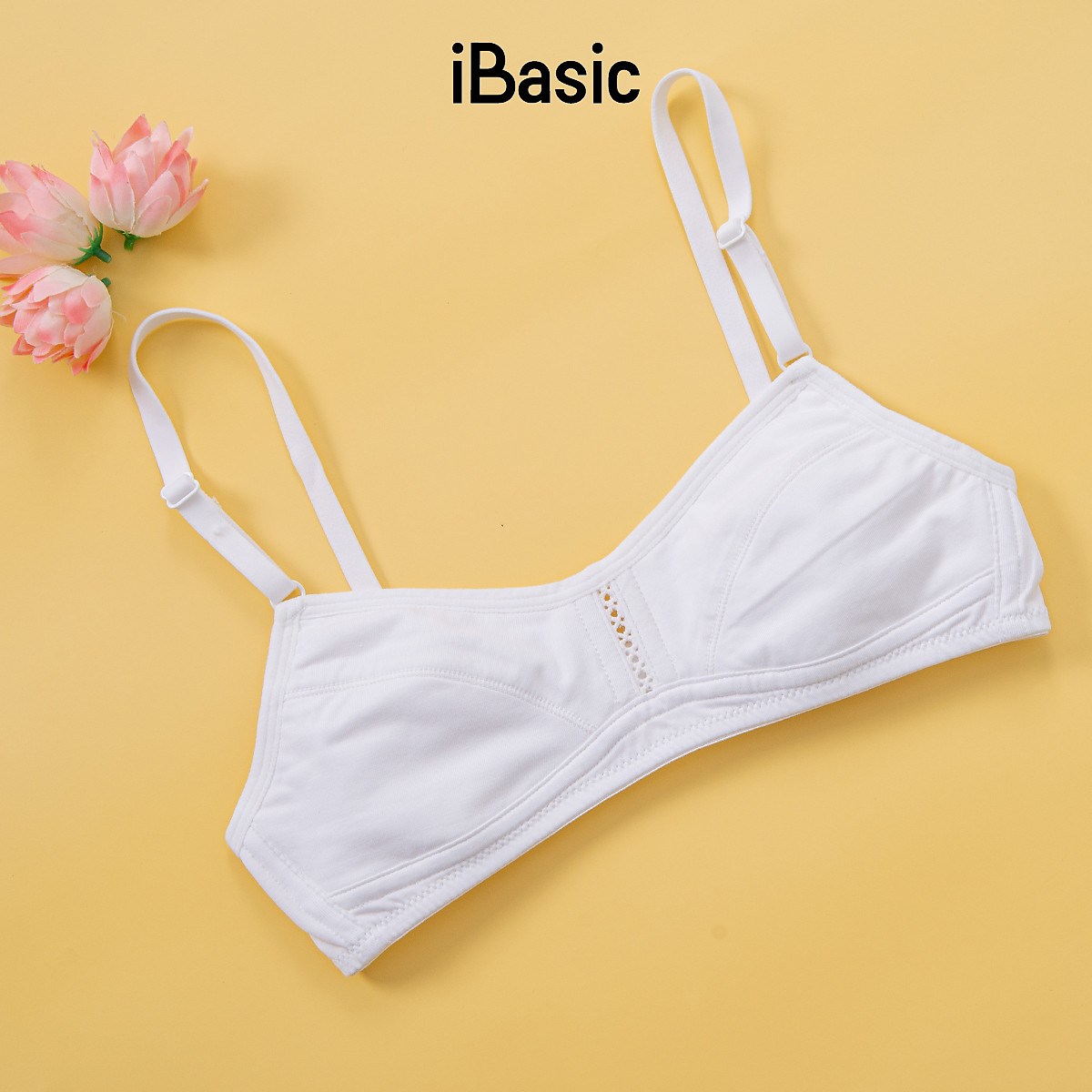 Áo ngực học sinh không gọng không mút lớp bông cotton cài sau iBasic VA107
