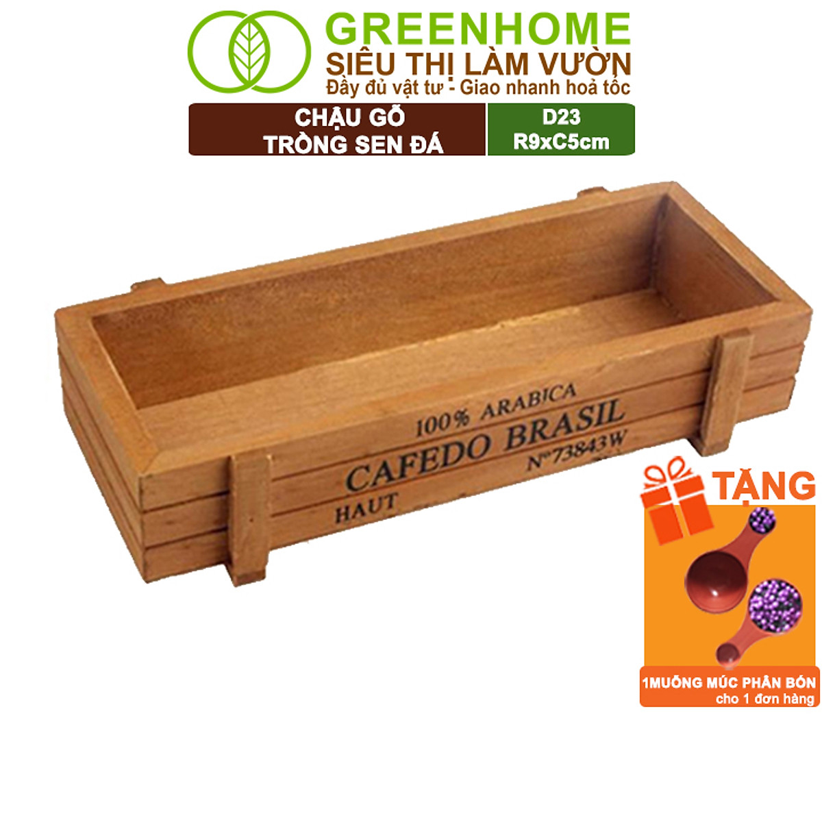 Chậu Gỗ Trồng Sen Đá Greenhome, Cafedo, D23xr9xc5cm, Trang Trí Cây Cảnh Để Bàn, Xương Rồng, Nhiều Màu Để Lựa Chọn