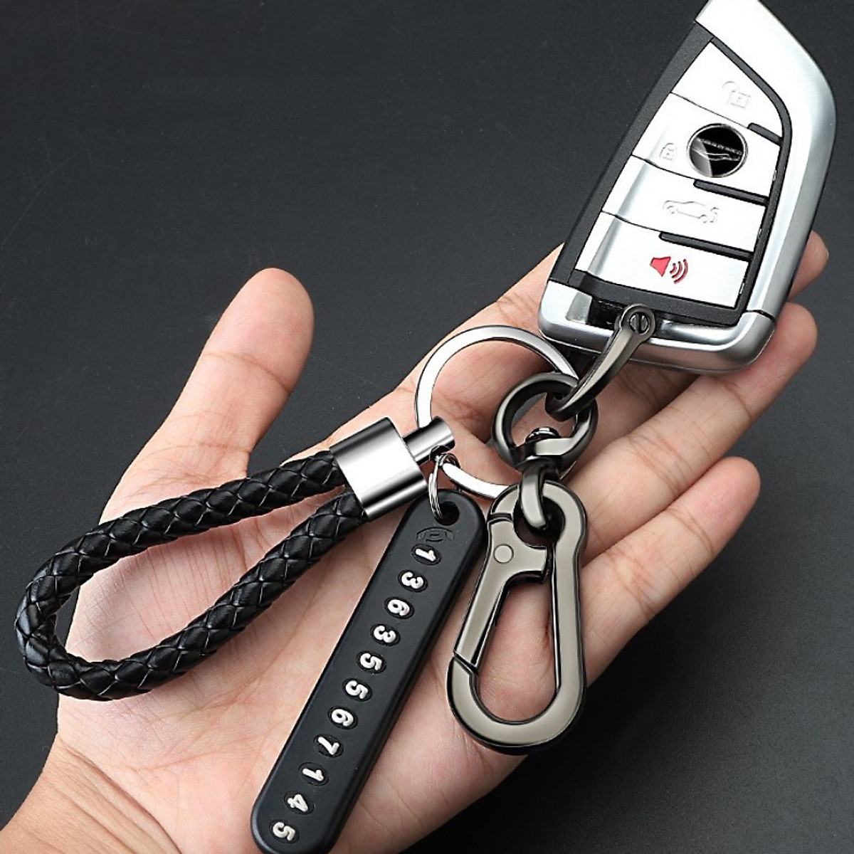 Móc Chìa Khóa Kèm Thẻ Ghi Chú Chống Thất Lạc Cho Xe Máy Xe Đạp Xe Ô Tô Móc Khóa Nhà Kèm Móc Khóa Thép Dây PU Thời Trang
