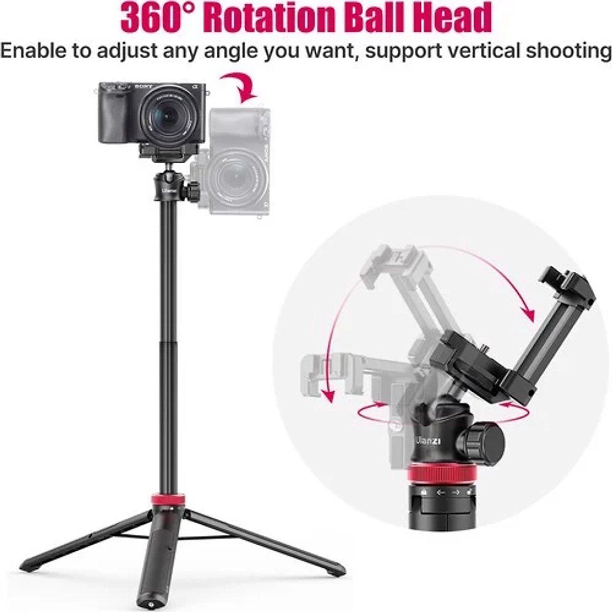 Ulanzi MT-44 - Tripod Mini Cho Máy Ảnh, Điện Thoại, Tải Trọng 1.5 Kg, Chiều Cao Tối Đa 109cm- Hàng chính hãng