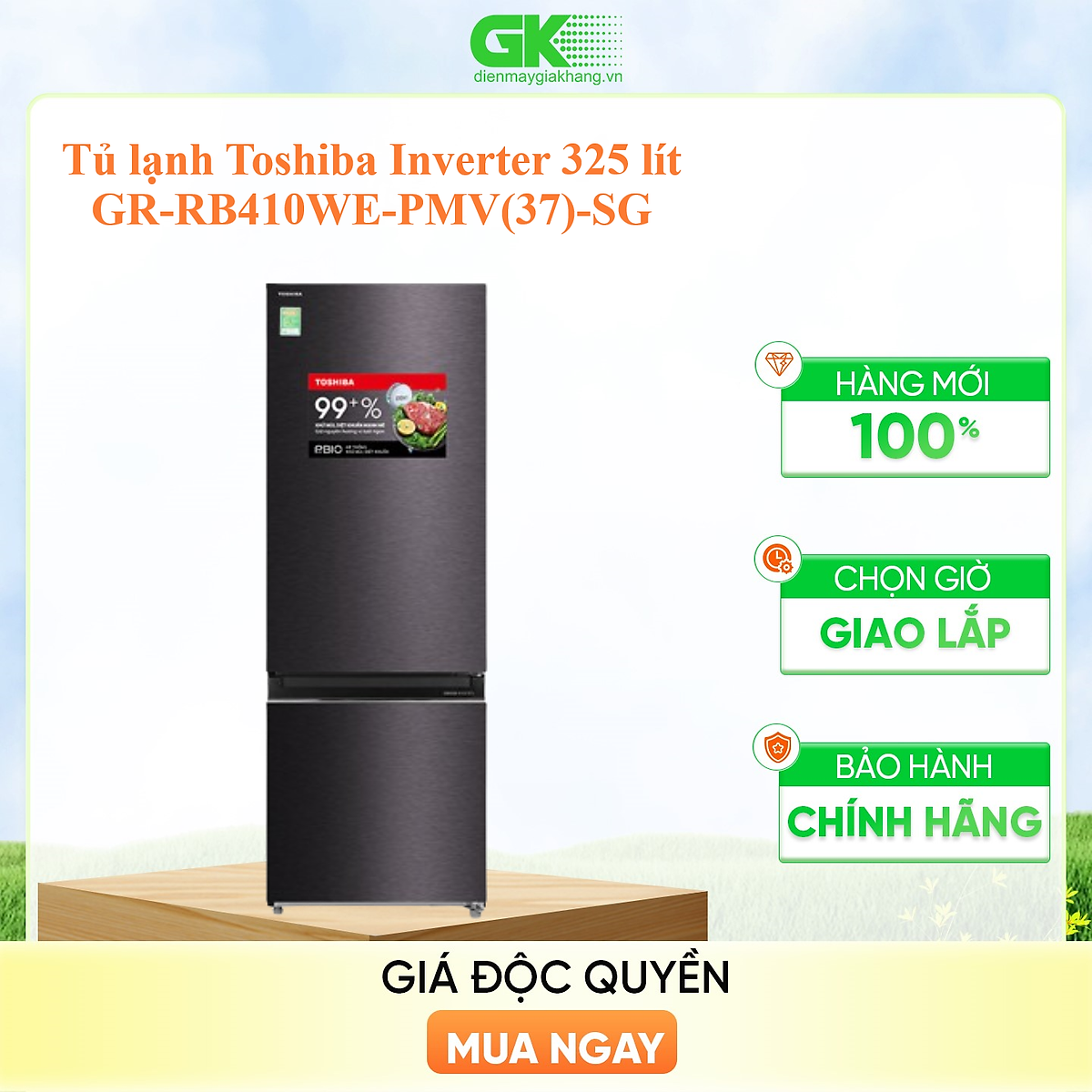 Tủ lạnh Toshiba Inverter 325 lít GR-RB410WE-PMV(37)-SG - Chỉ giao HCM