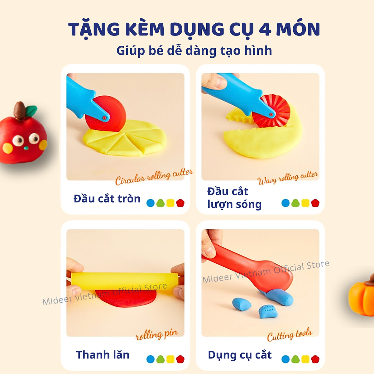 Đất nặn an toàn cho bé hữu cơ không dính tay mideer Mellow Dough Clay