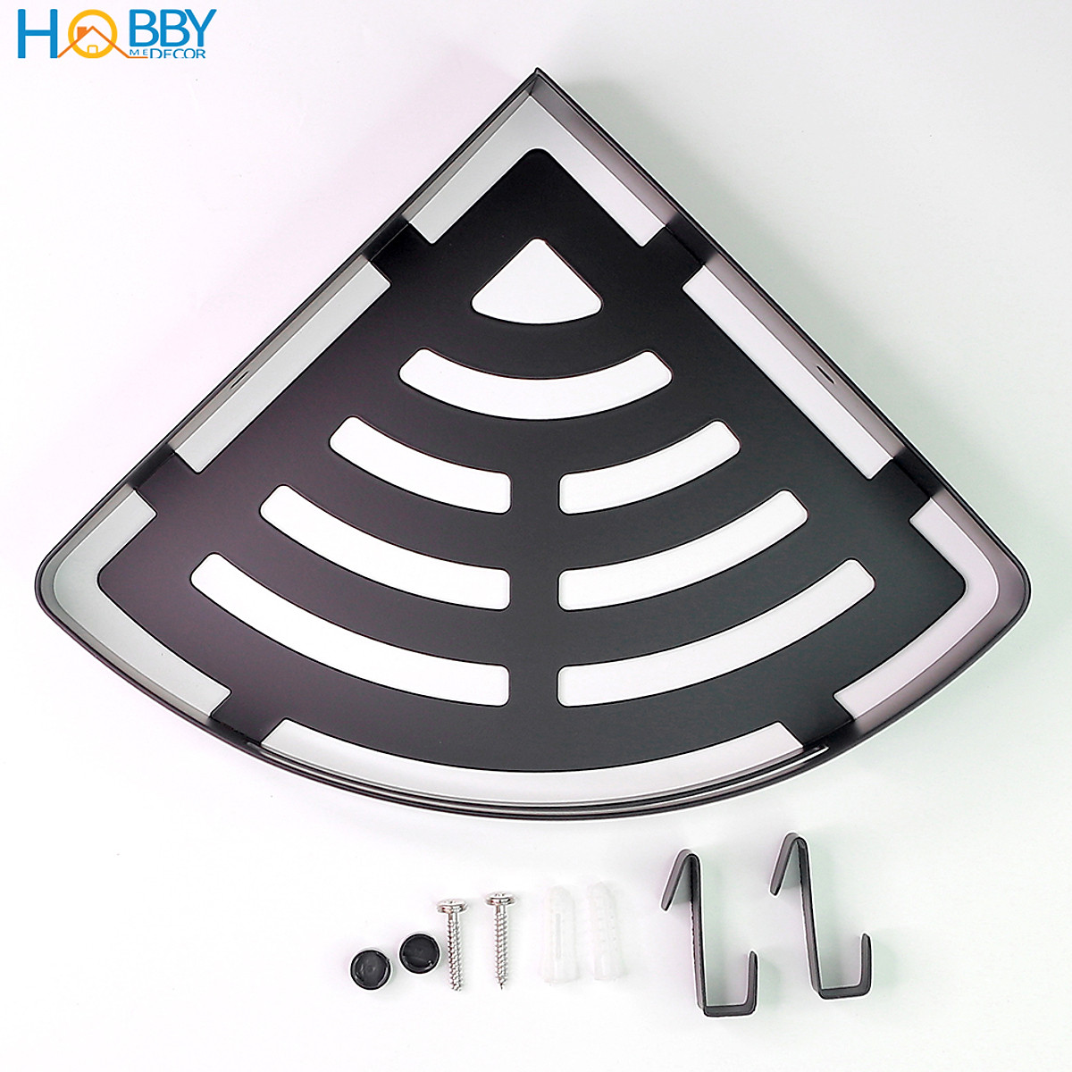 Kệ góc màu đen Inox 304 Hobby Home Decor KG3 khoan hoặc dán tường