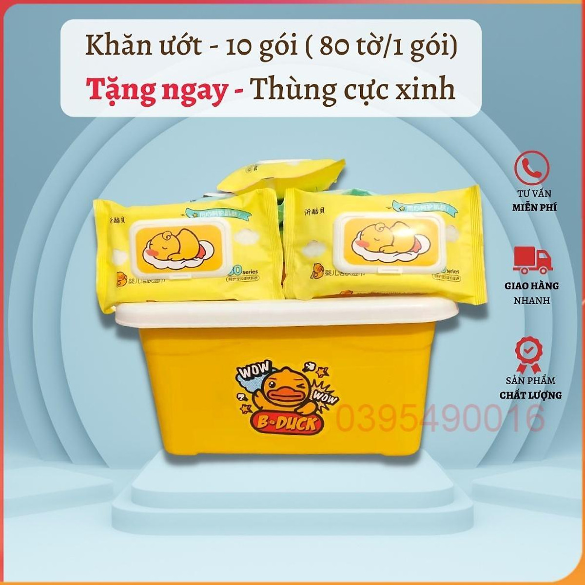 Thùng 10 Gói Khăn giấy ướt B.Duck con vịt vàng Cute tiện dụng siêu ...