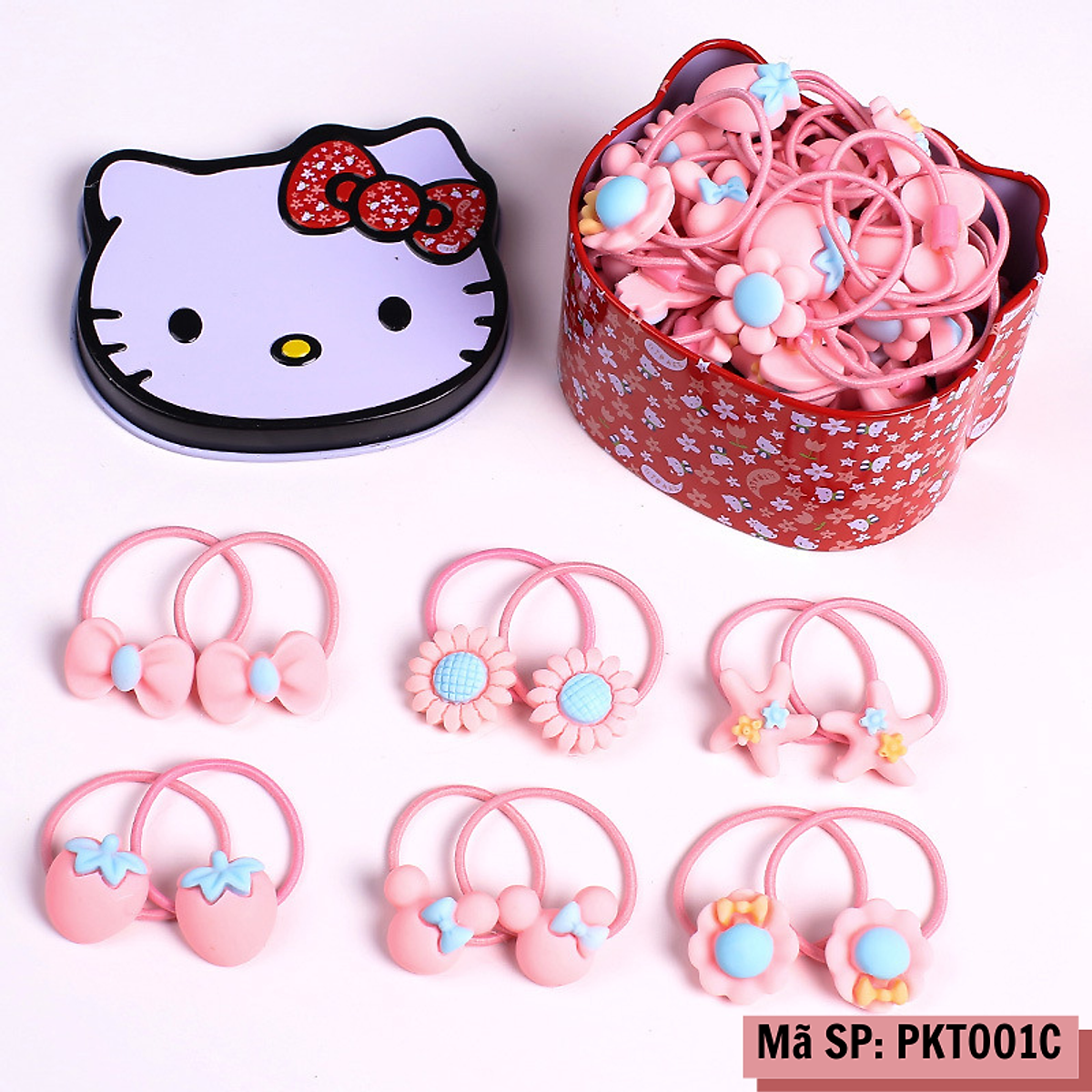 Hộp 40 dây buộc tóc bé gái hình Hello Kitty Mixi Kids PKT001C ...