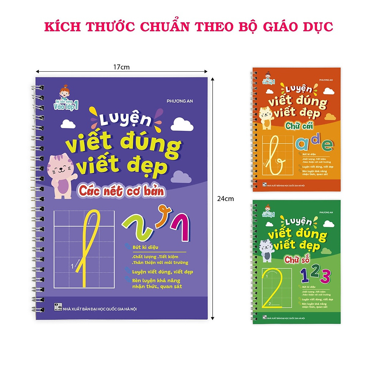 Bộ 3 Cuốn Sách Luyện Viết Đúng Viết Đẹp Thần Kỳ Tự Xóa (Chữ Đẹp - Số Đẹp - Các Nét Cơ Bản) - Tặng Kèm Bút Mực