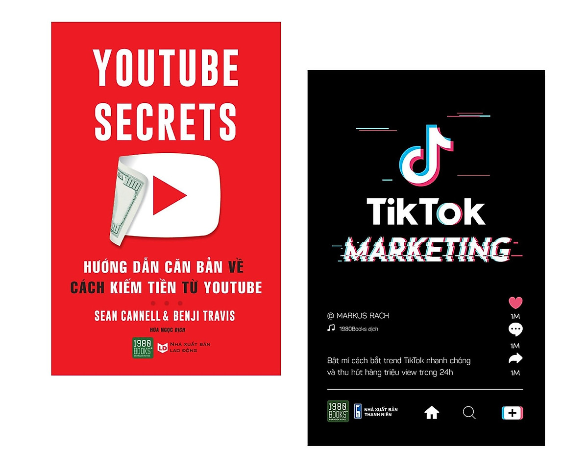 Combo Sách kinh doanh trên nền tảng số: Youtube Secrets - Hướng dẫn căn bản về cách kiếm tiền từ Youtube + TikTok Marketing - Bật mí cách bắt trend TikTok