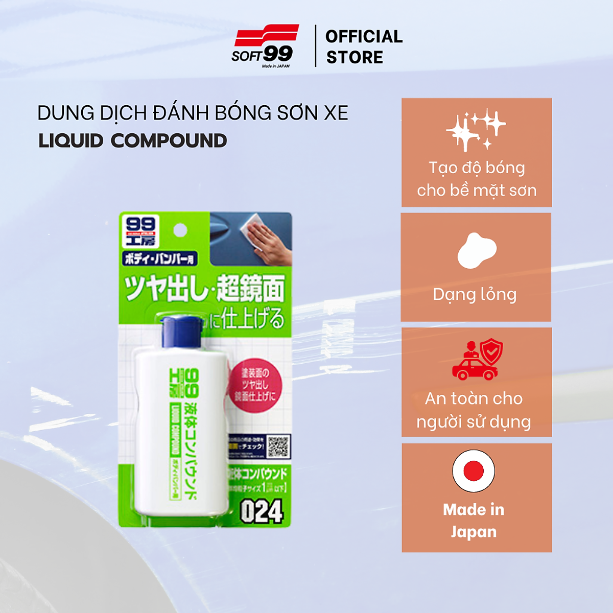 Kem Đánh Bóng Phục Hồi Sơn Xe Ô Tô Liquid Compound B-024 Soft99 (125ml)