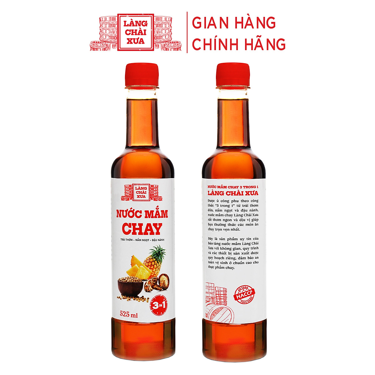 Đặc Sản Phan Thiết - Thùng 6 Chai Nước Mắm Chay 3 Trong 1 Làng Chài Xưa 525Ml Trái Thơm Nấm Ngọt Đậu Nành 300 Năm Truyền Thống
