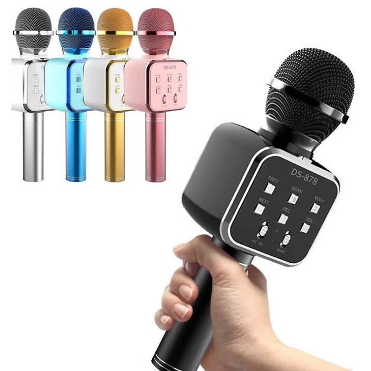 Micro Karaoke Bluetooth kèm loa kết nối điện thoại, máy tính bảng Hát Không Dây, Nghe Nhạc, Hỗ Trợ Kết Nối Thẻ Nhớ, USB Pin sạc - Hàng Chính Hãng