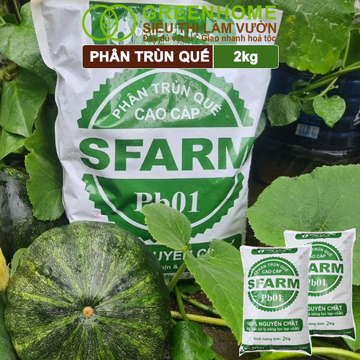 Phân Trùn Quế Greenhome, Bao 2kg, Dinh Dưỡng Hữu Cơ, Không Mùi, Tốt Cho Lan, Bonsai, Rau, Cây Ăn Trái