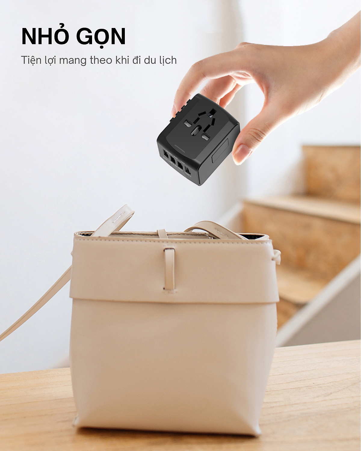 Ổ Cắm Điện Du Lịch Quốc Tế Đa Năng Tích Hợp 3 Cổng USB-A 1 Cổng USB C. Chất Liệu Nhựa PC Chống Cháy Phù Hợp Với Hơn 150 Nước. Hàng Chính Hãng Tamayoko