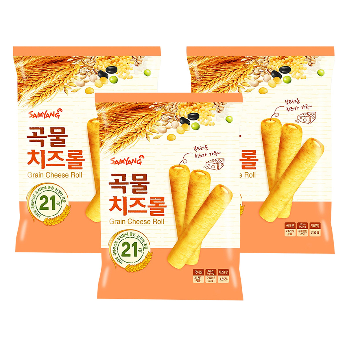 Combo 3 Bánh Xốp Ngũ Cốc Nhân Phô Mai Samyang (80g / Gói) - Bánh