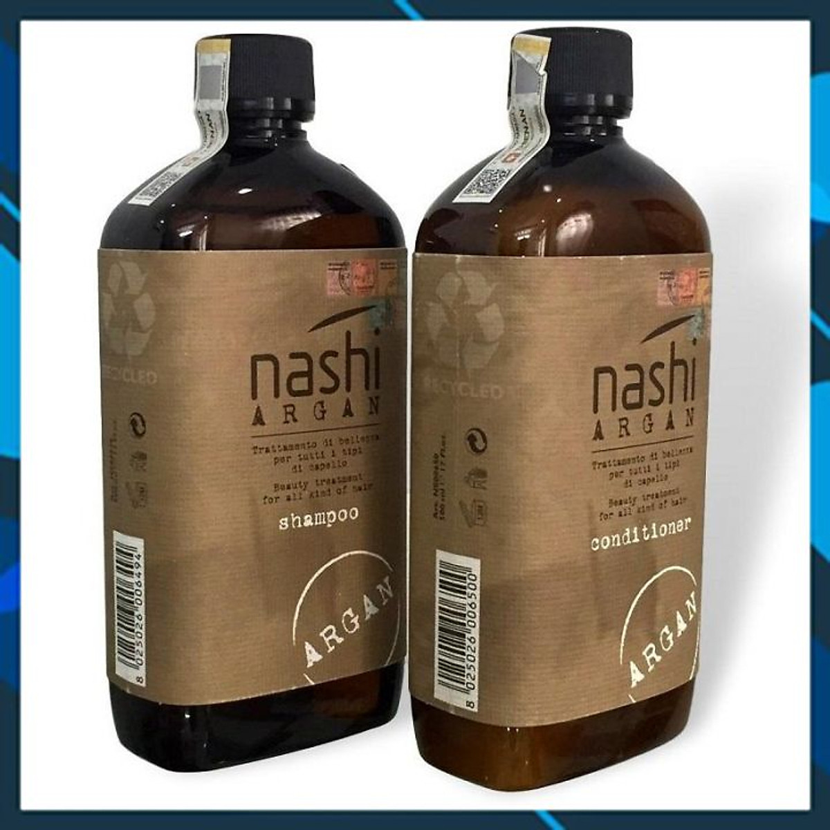 Bộ dầu gội xả Nashi Argan Classic Shampoo and Conditioner siêu mềm mượt phục hồi tóc Italy 500ml
