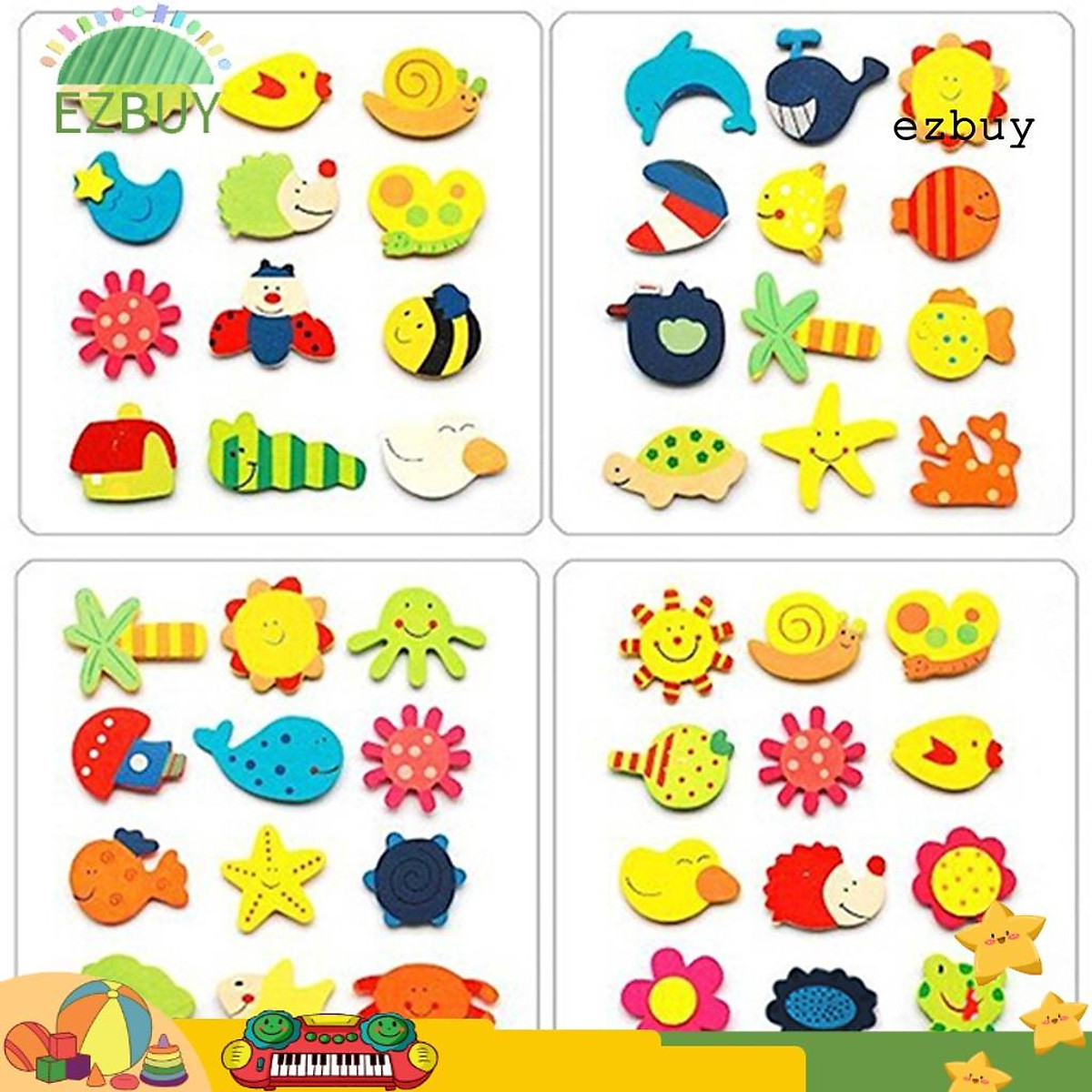 EY-12Pcs Cartoon Sticker Bright Colors Removable Colorful Cute Fridge Magnet Wooden Cartoon Shape Sticker for EY-12Pcs Cartoon Sticker Bright Colors Removable Colorful Cute Fridge Magnet Wooden Cartoon Shape Sticker for