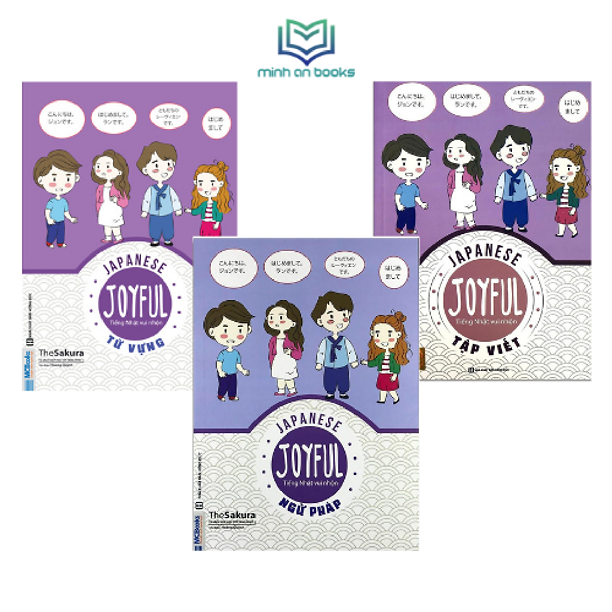 Combo 3 Cuốn Joyful Japanese - Tiếng Nhật Vui Nhộn: Tập Viết + Từ Vựng + Ngữ Pháp (Học Kèm App MCBooks) - MinhAnBooks