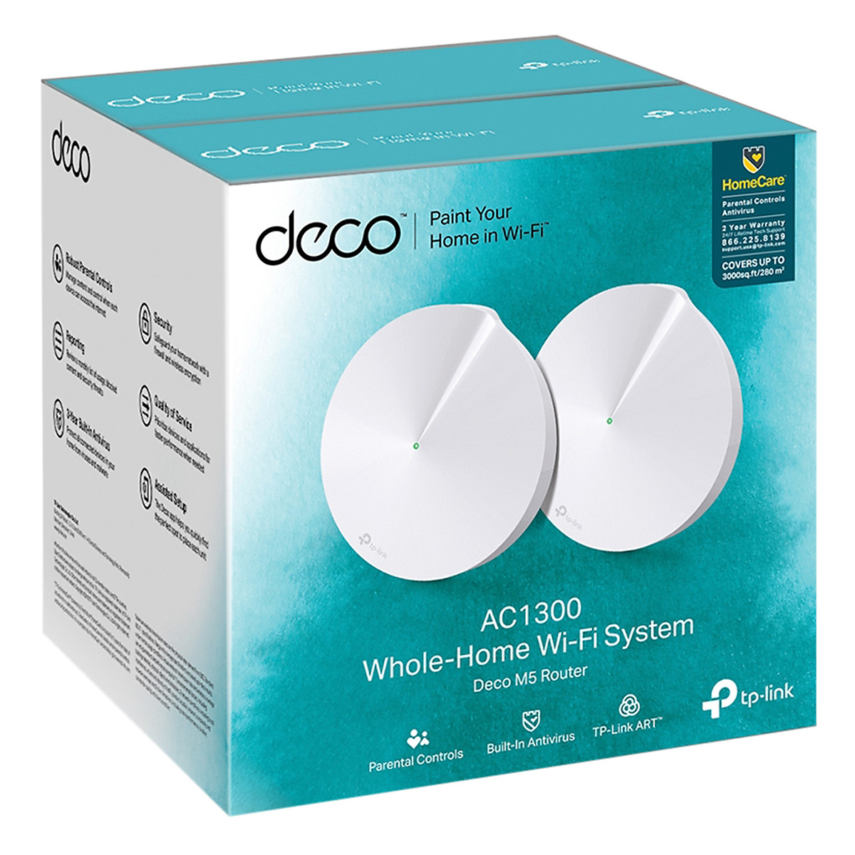 Bộ Phát Wifi Mesh TP-Link Deco M5 (2-pack) Băng Tần Kép MU-MIMO AC1300 - Hàng Chính Hãng