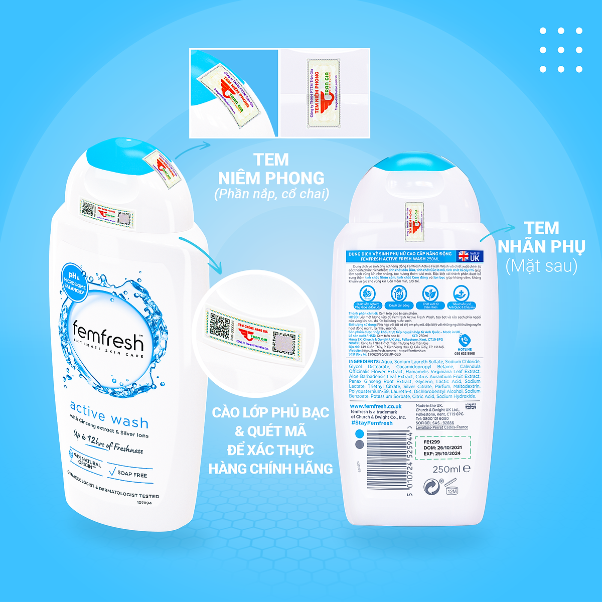 Dung dịch vệ sinh Anh Femfresh soothing wash giúp làm sạch sẽ, thơm mát, ngăn ngừa viêm, ngứa, nấm phụ khoa - QuaTangMe Extaste