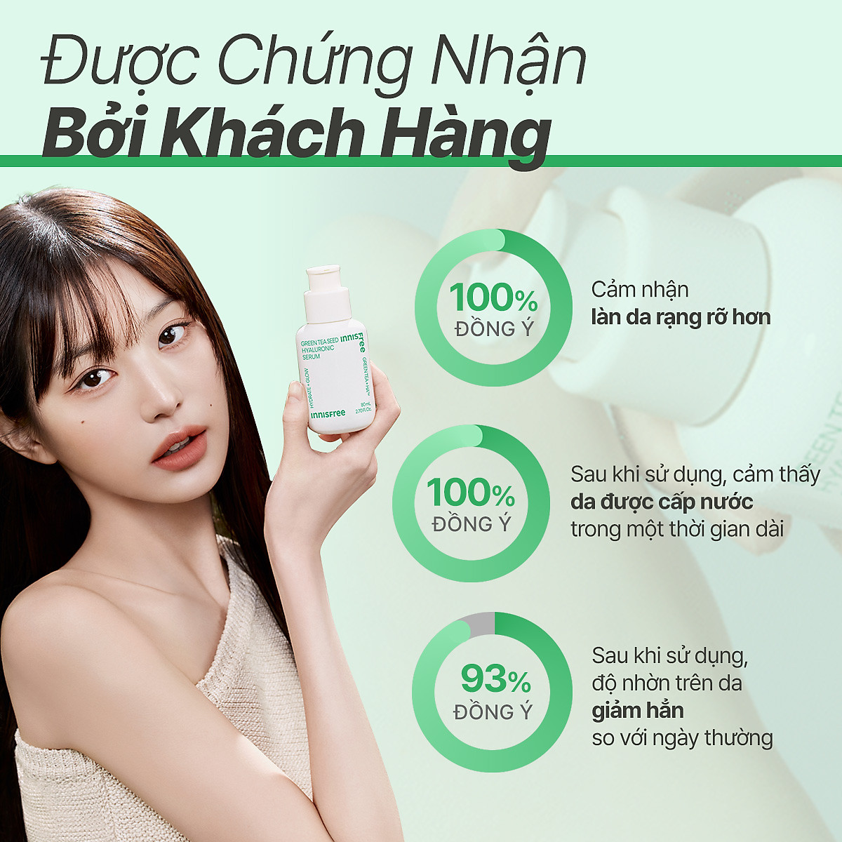 Tinh chất innisfree Green Tea Seed Hyaluronic Serum 2023 Nano 5 loại HA cấp nước tức thì cho da 80mL