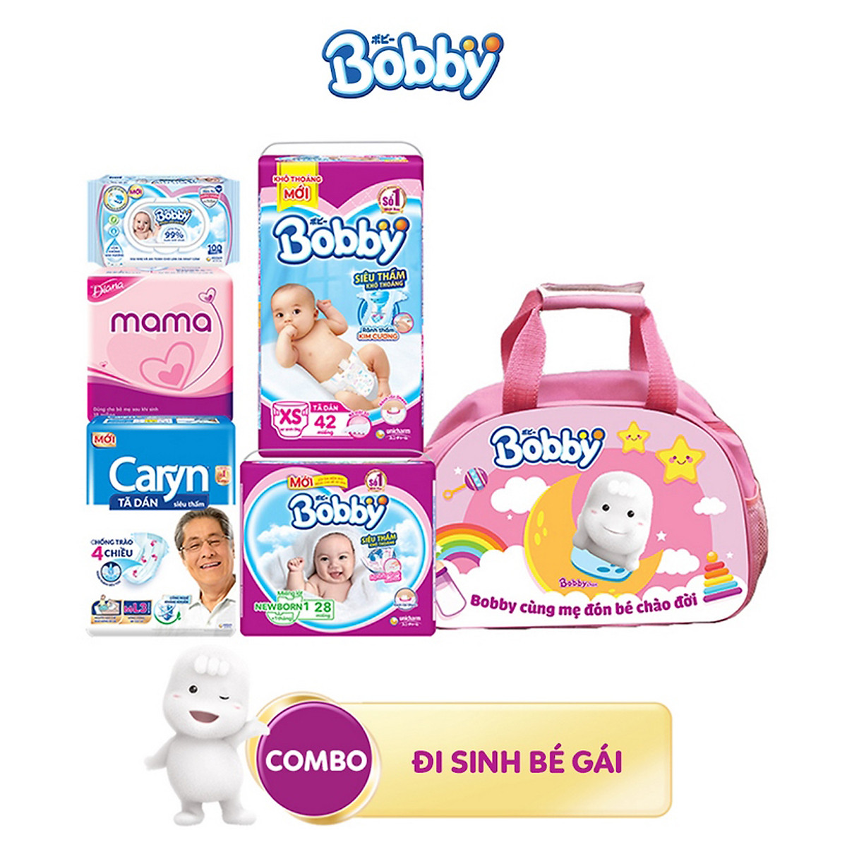 Combo đi sinh màu hồng Bobby