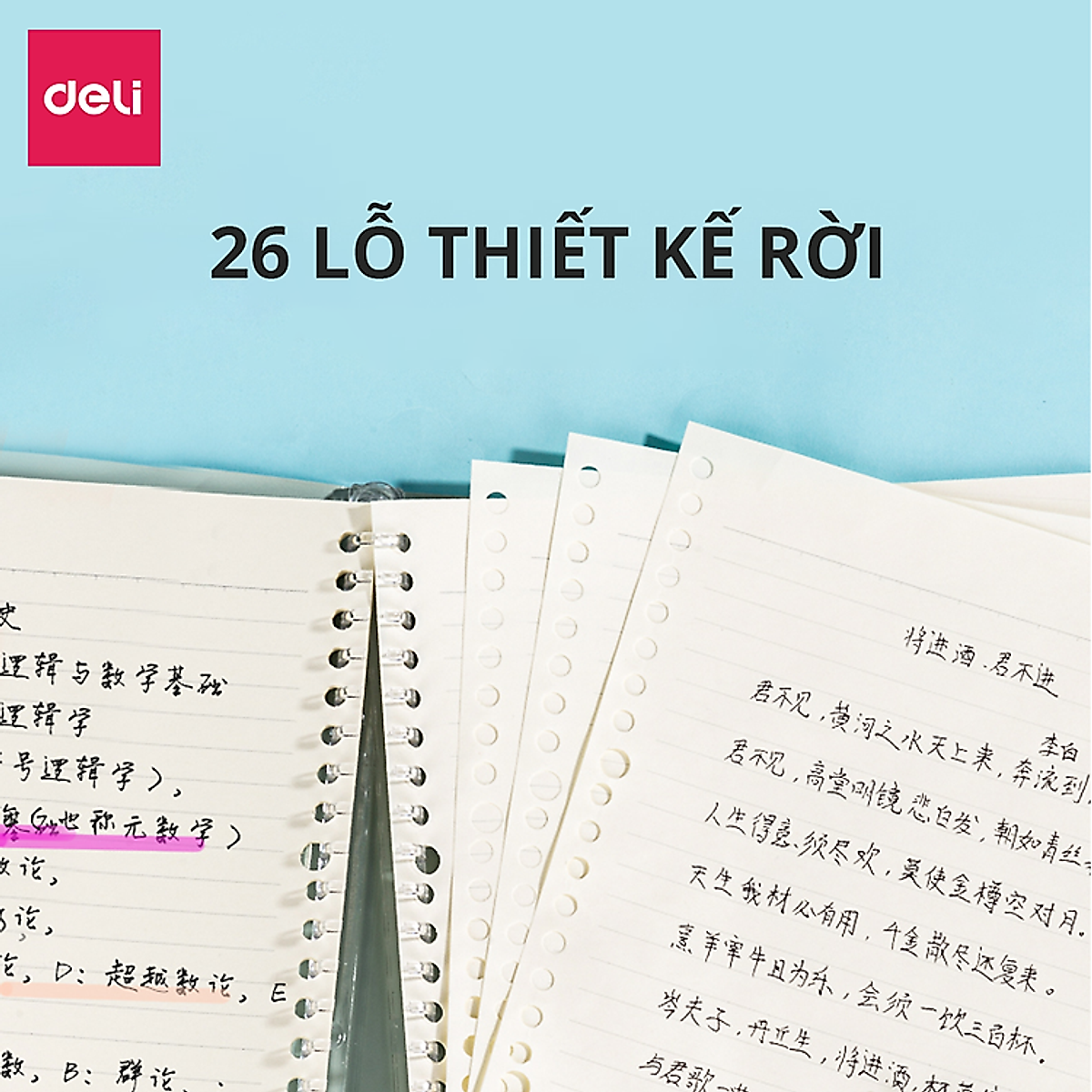 Sổ Còng Nhựa Sổ Tay A5 B5 Bìa Nhựa Cứng 80gsm 120 Trang Có Thể Thay Lõi Sổ Ruột Sổ Nhiều Size Deli - Phù Hợp Làm Sổ Kế Hoạch Planner, Nhật Kí, Tập Vở Ghi Chép Bullet Journal - GHA560 GHB560