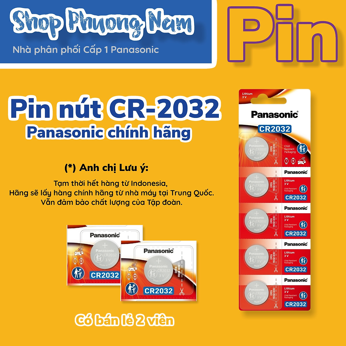 5 Viên Pin Smartkey - Cmos Panasonic CR2032 - Hàng Chính Hãng