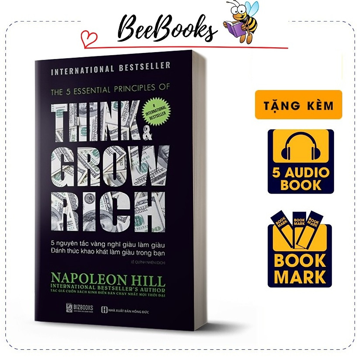 #1 BestSeller- Thinks & Grow Rick (Tặng Kèm BookMark)- 5 Nguyên tắc vàng nghĩ giàu làm giàu. Đánh thức khao khát làm giàu trong bạn