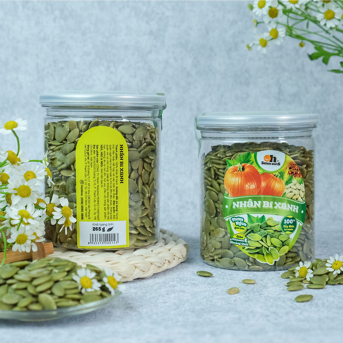 Nhân Hạt Bí Xanh Smile Nuts (265g - 500g) | Nhân bí xanh đã nướng nguyên vị, hàng nhập khẩu 100%