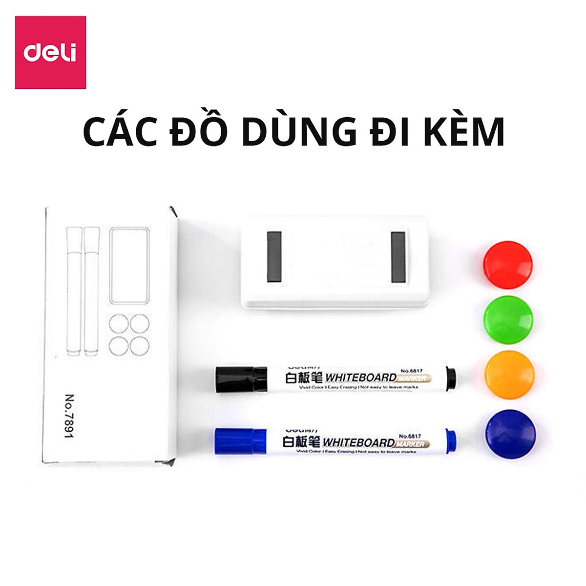Bảng Từ Trắng Hai Mặt Xoay 360 Độ Có Chân Di Động Chữ H Điều Chỉnh Cao Thấp Deli - Bảng Flipchart - Phù Hợp Trường Học, Văn Phòng - Nhiều Kích Cỡ