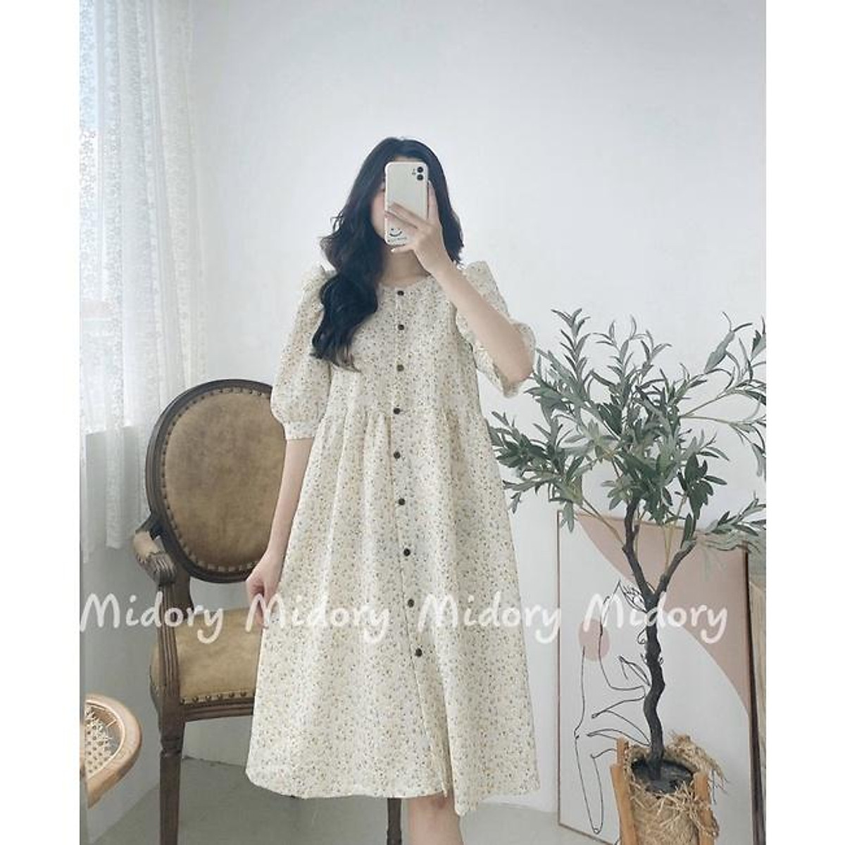 Mua Online VIDEO  ẢNH THẬT SẴN Váy đũi xốp cổ V nàng thơ cực xinhh   giá sỉ chỉ 189000 đ