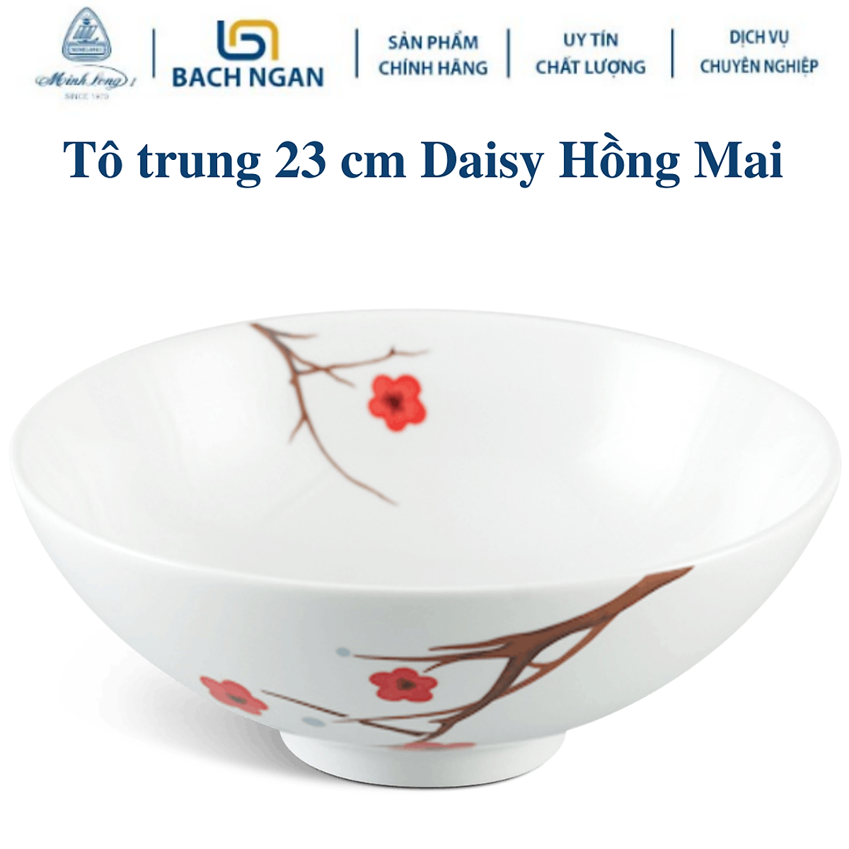 Tô trung Minh Long 23 cm Daisy Hồng Mai Bằng sứ, Hàng Đẹp, Cao Cấp ...