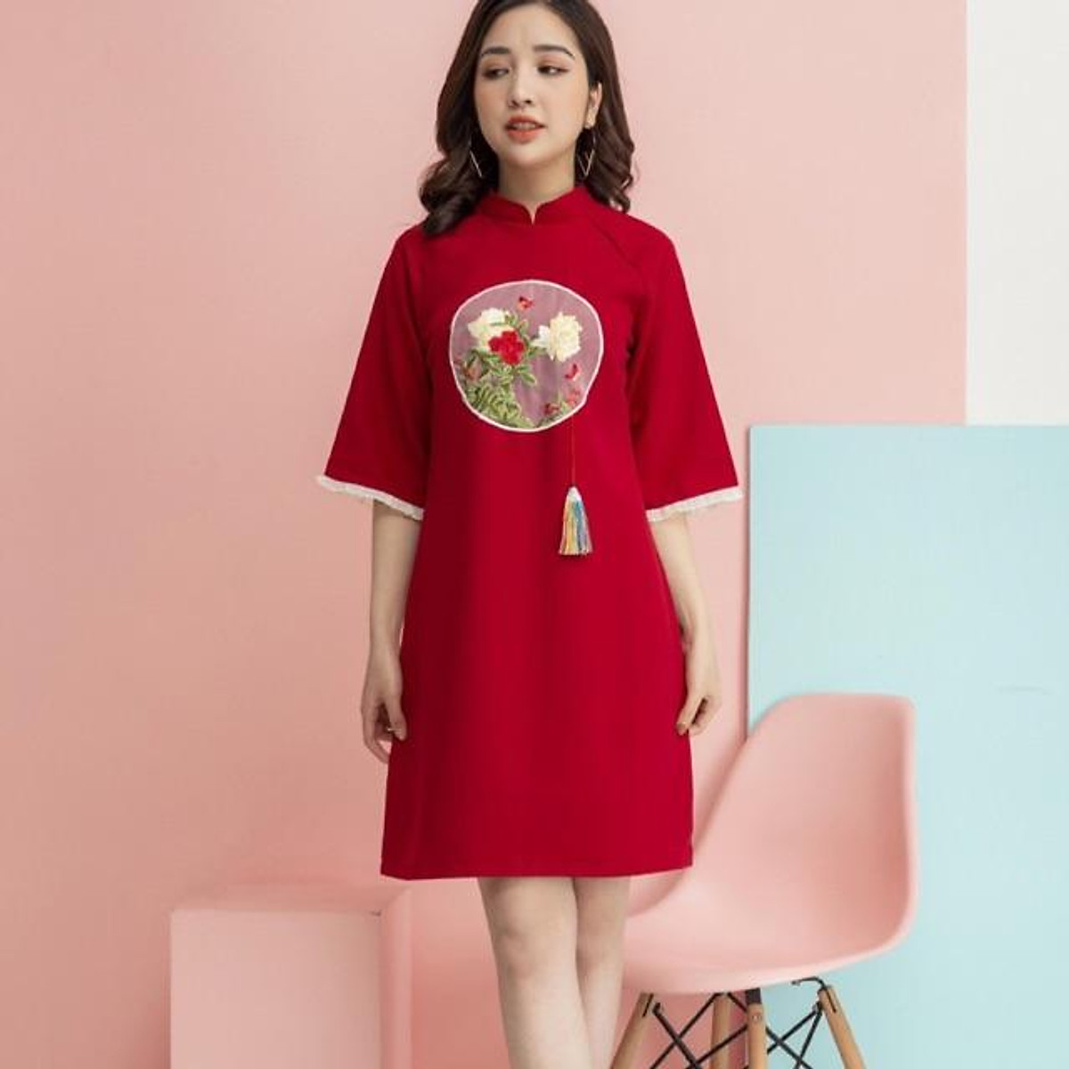 Váy đỏ tết cho bé gái thu đông- v5- BABYSTORE88 Đầm đỏ trẻ em dài tay hàng  thiết kế 1 2 3 4 5 6 7 8 tuổi | Lazada.vn
