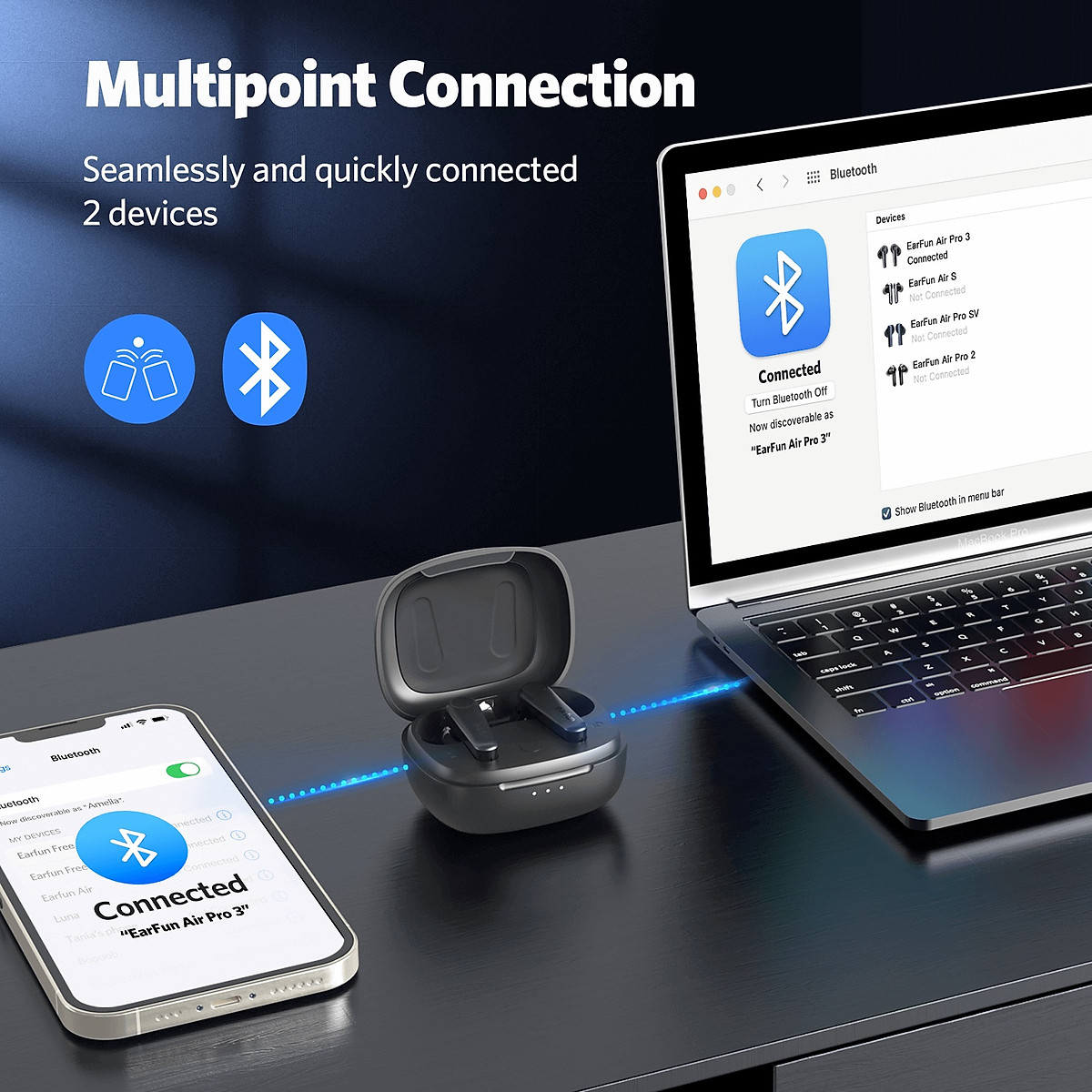 Tai nghe True Wireless chống ồn chủ động EarFun Air Pro 3 có App - Hàng chính hãng