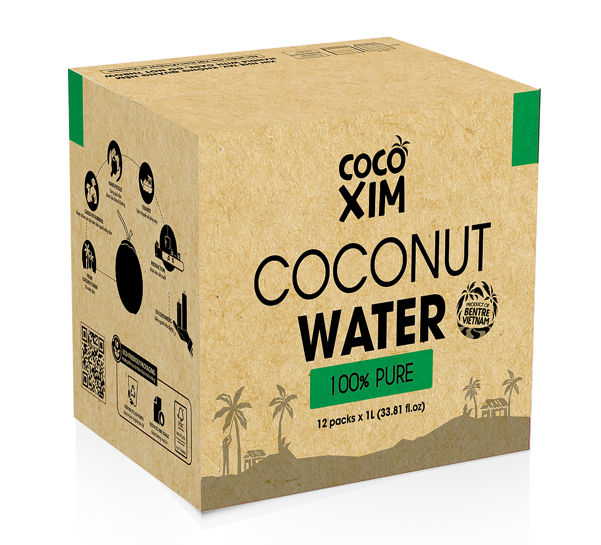 Thùng 12 Hộp Nước Dừa Cocoxim Xanh (1000ml x12 Hộp)