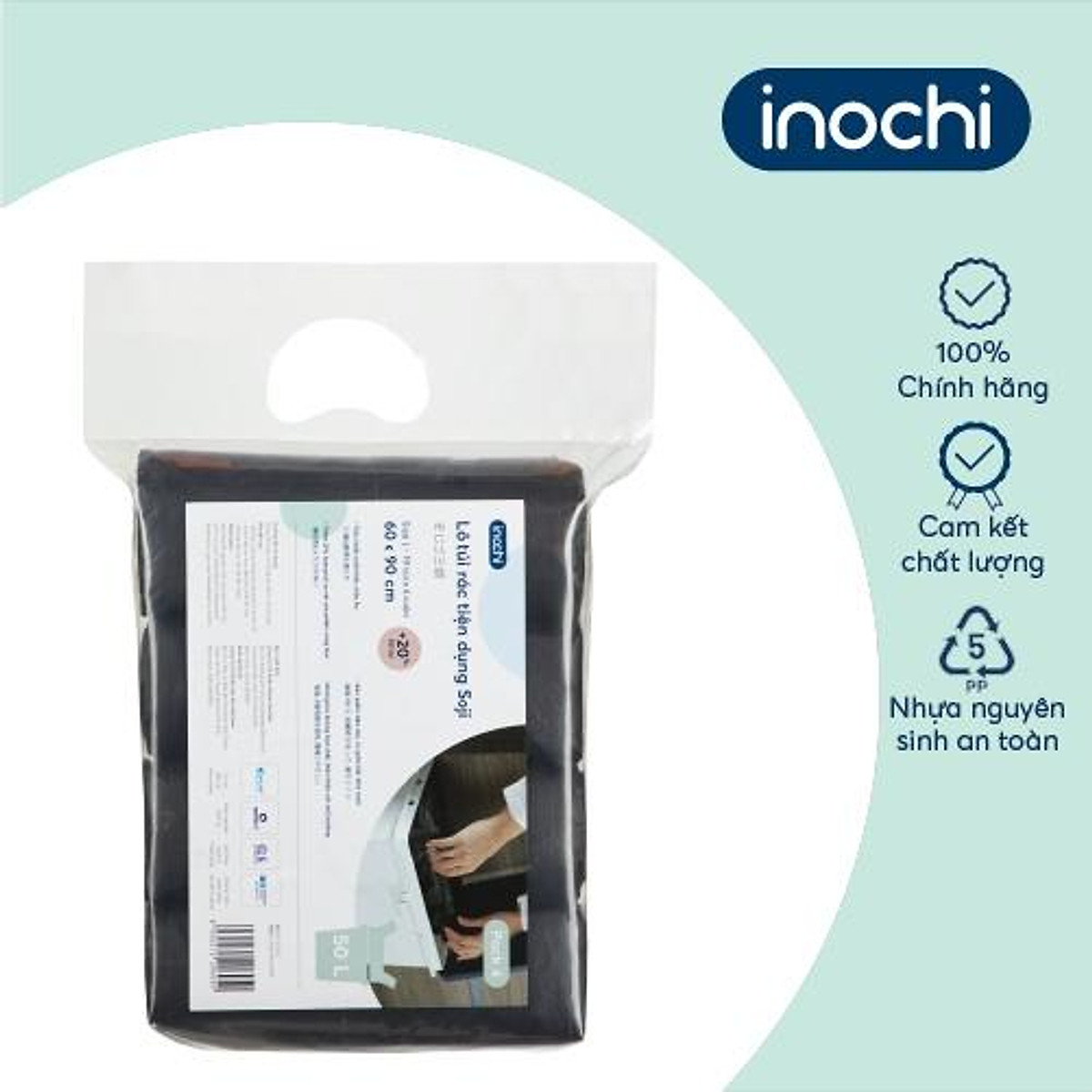 Lô 4 cuộn túi rác tiện dụng Inochi - Soji: 10 Lít / 25 Lít / 50 Lít