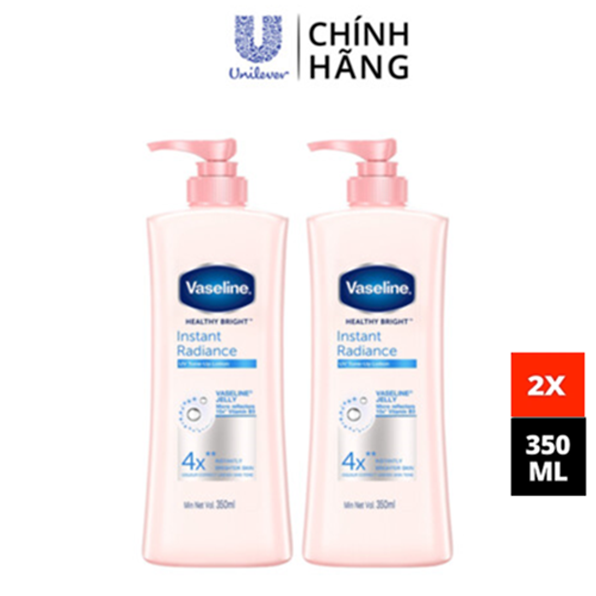 Combo 2 Sữa dưỡng thể dưỡng sáng da tức thì VASELINE Healthy Bright Instant Radiance 350ML/chai