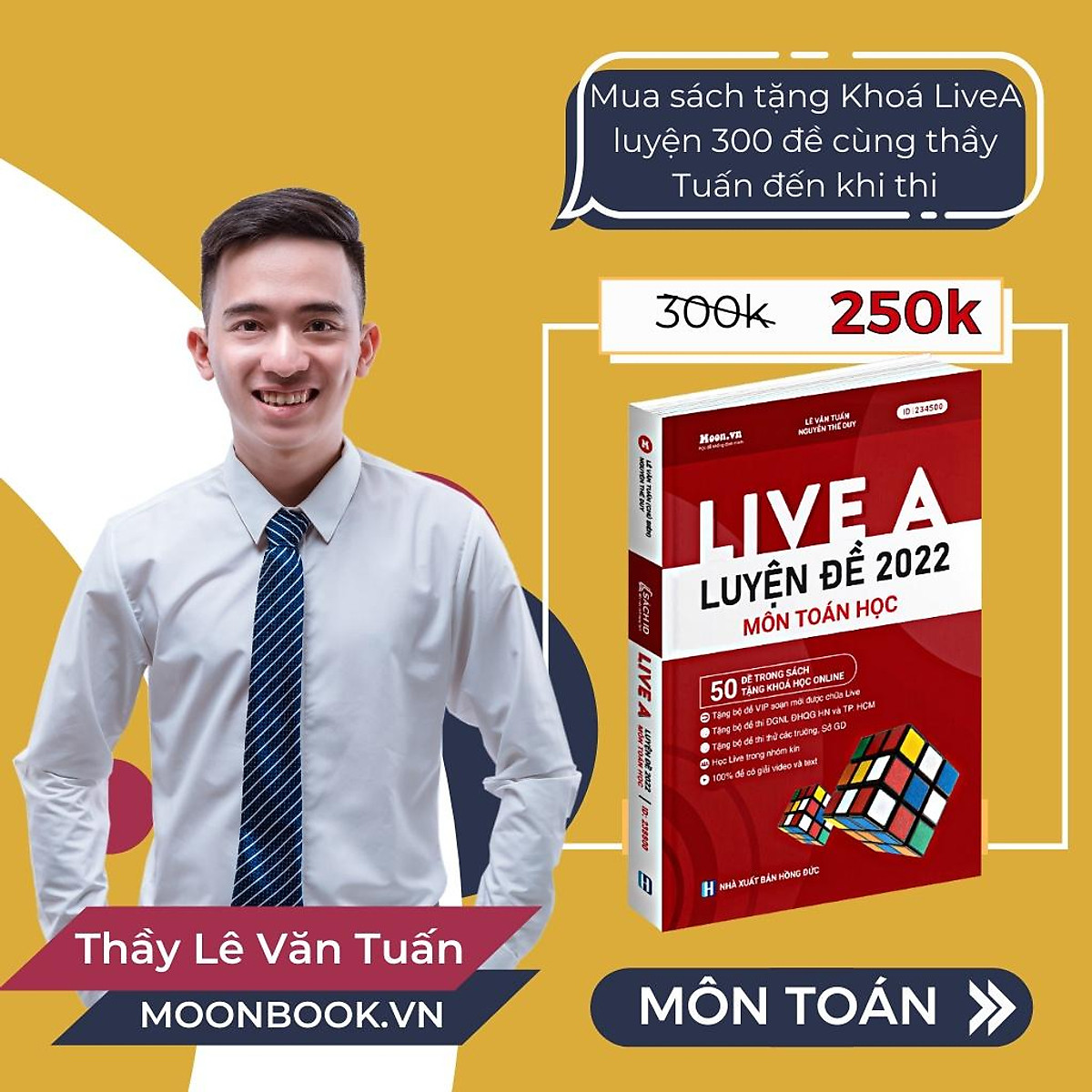 Khóa Live A - Luyện Đề Toán THPT Quốc Gia Và Đánh Giá Năng Lực 2022 - Sách ID MoonBook Bộ Đề Minh Họa Môn Toán