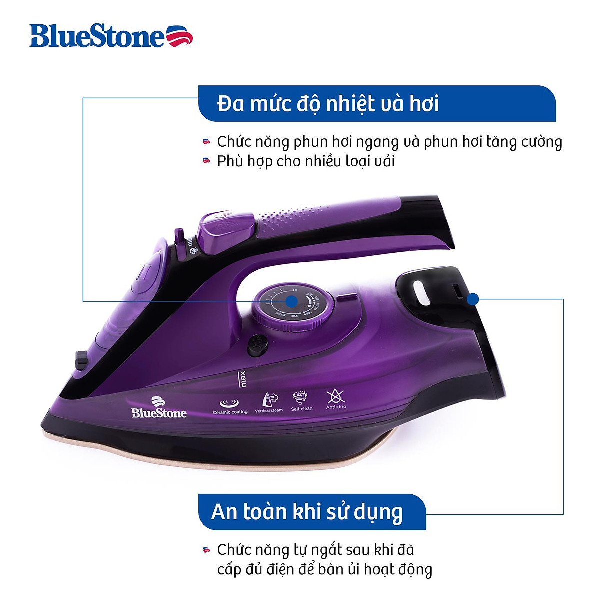 Bàn Ủi Hơi Nước không dây Bluestone SIB-3854 (2400W) - Hàng chính hãng