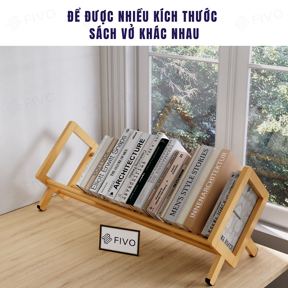 Kệ Sách Gỗ Tre Tự Nhiên Để Bàn Mini FB28 FIVO Dễ Lắp Ráp, Tiết Kiệm Diện Tích, Decor Trang Trí Bàn Học Và Bàn Làm Việc