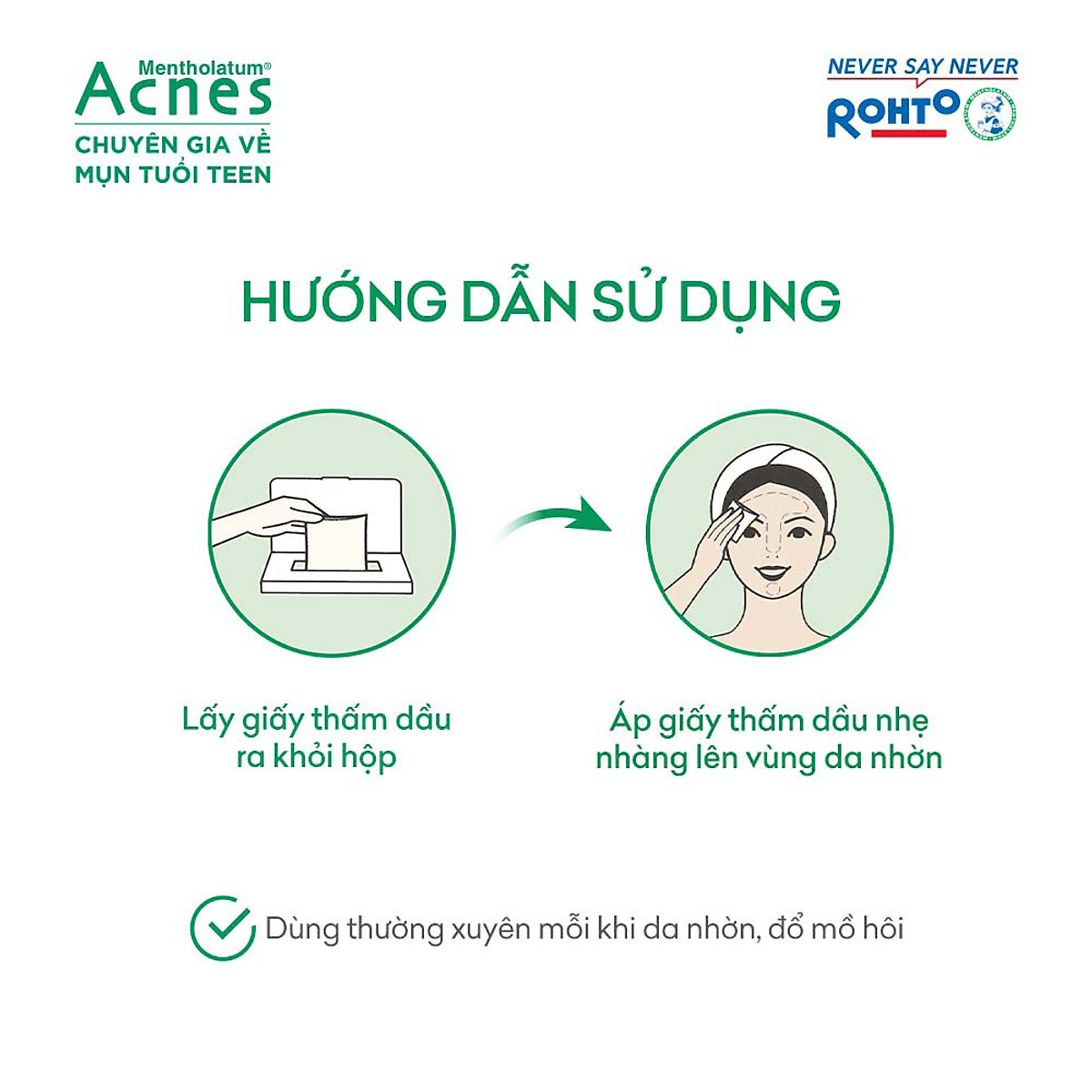 Giấy thấm dầu kiểm soát nhờn, ngừa mụn Acnes Oil Remover Paper 100 tờ