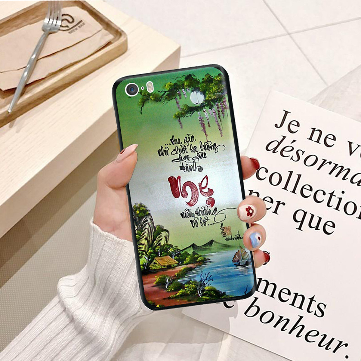 Ốp lưng điện thoại iPhone 5 viền silicon dẻo TPU hình Thư Pháp ...