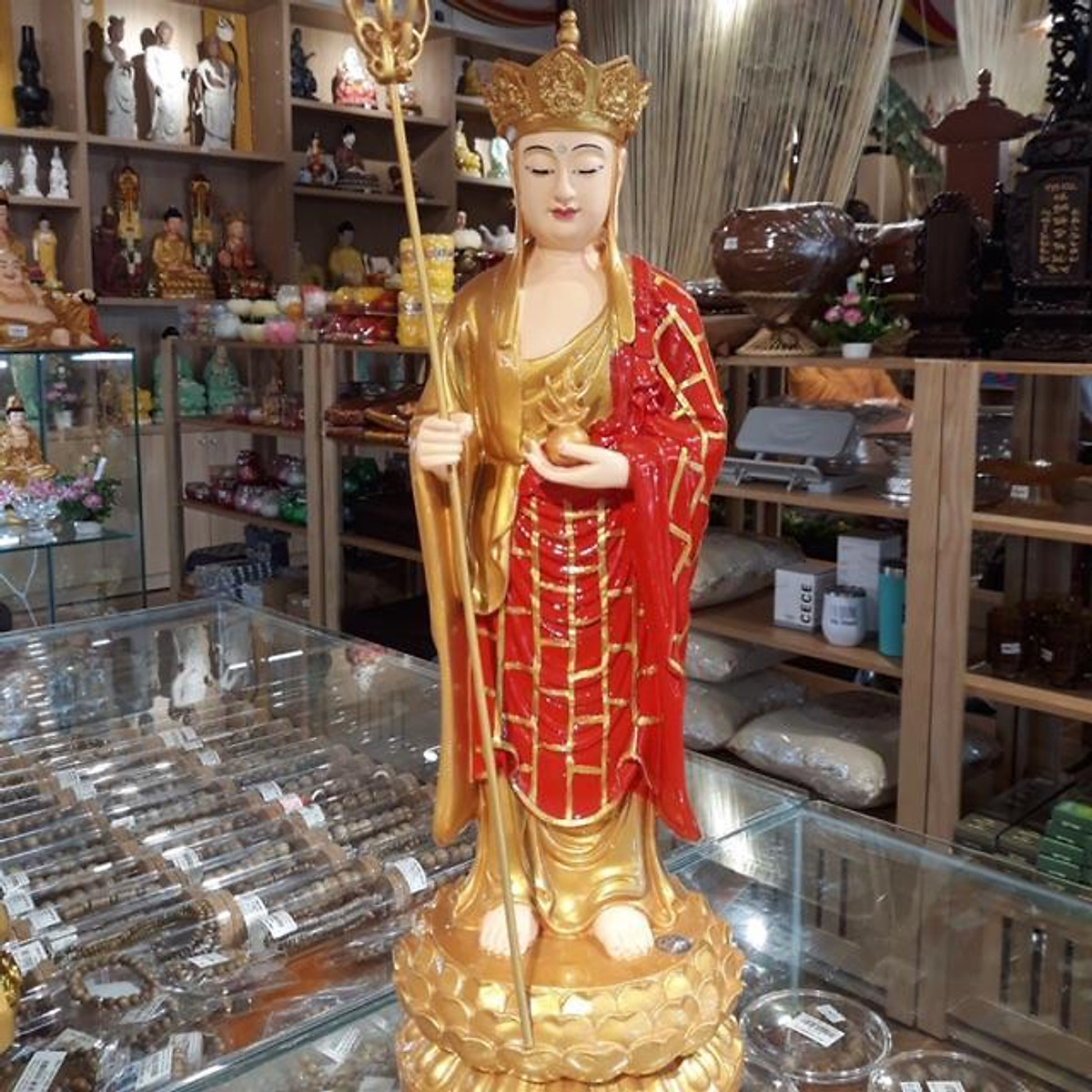 Mua Tượng Địa Tạng Vương Bồ Tát Đứng 50Cm Composite Và Đá Nhân Tạo - Nhủ Vẽ  Tại Shop Tượng Phật Hoa Tiên