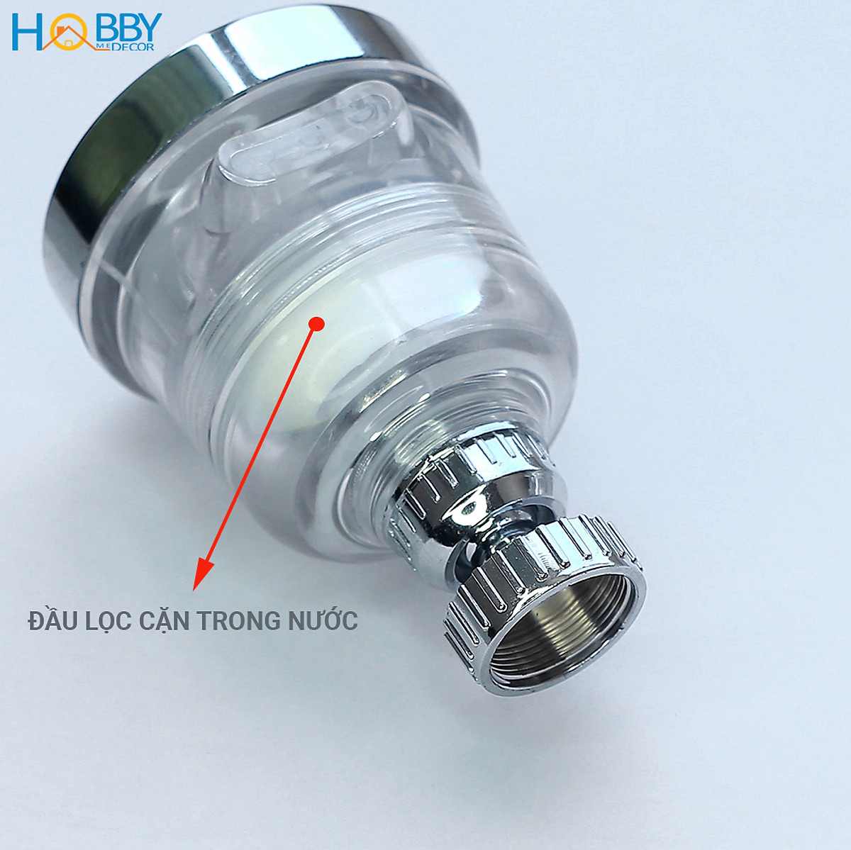 Đầu vòi tăng áp 3 chế độ có đầu lọc cặn HOBBY Home Decor VSTA3 - vỏ trong suốt - hỗ trợ tăng áp lực 3 chế độ phun ( TẶNG KÈM REN NỐI VÀ ĐẦU LỌC)