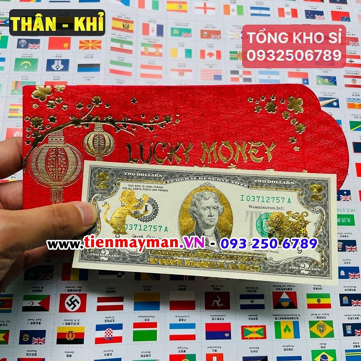 CÒN HÀNG] Tờ 2 Đô, 2 USD In Hình 12 Con Giáp Vàng 3D TUỔI THÂN -
