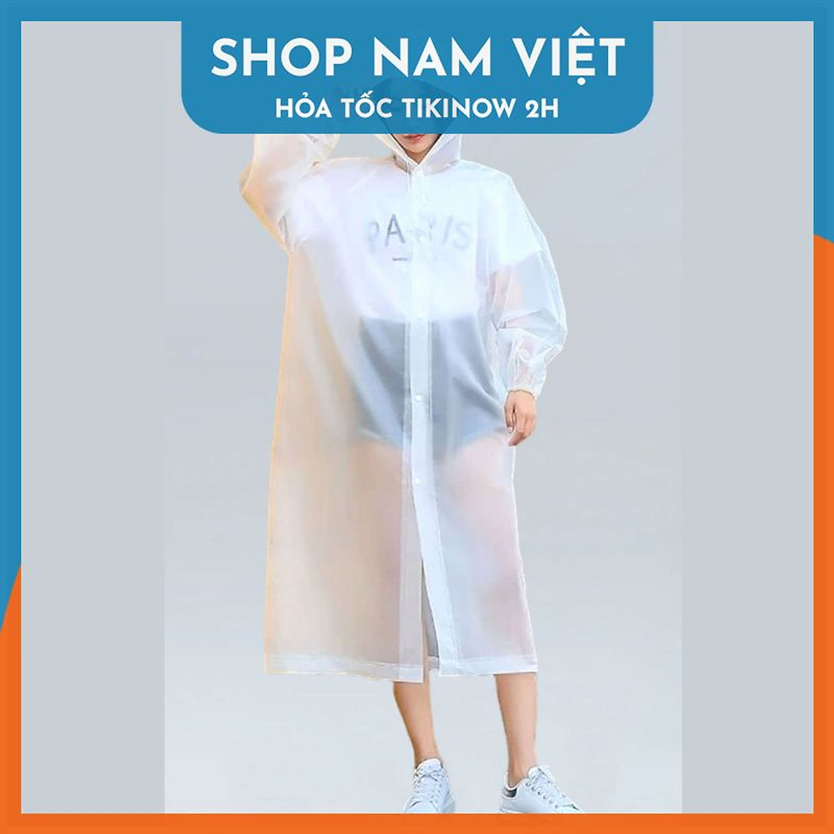 Áo Mưa Một Người Trong Suốt Có Nón Thời Trang, Nhựa EVA Sử Dụng Nhiều Lần