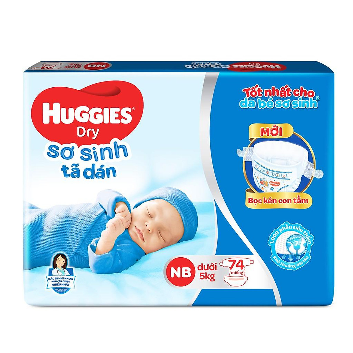 Tã dán sơ sinh Huggies NB74 (dưới 5kg) - Gói 74 miếng