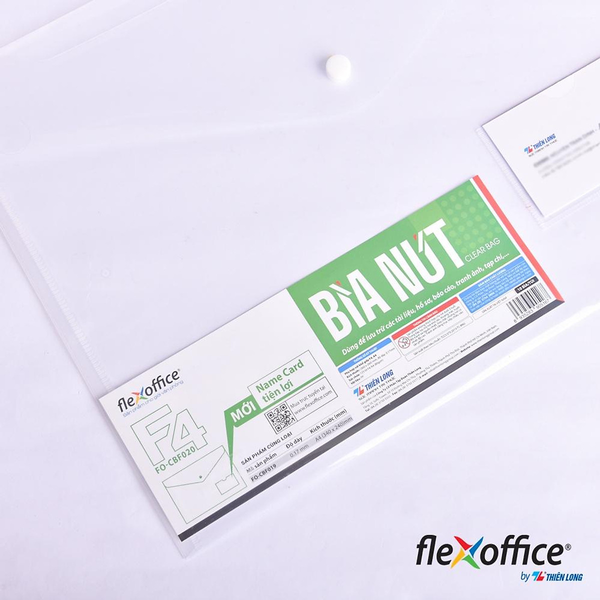 Bìa nút Name Card Clear Bag Thiên Long Flexoffice- A4/F4