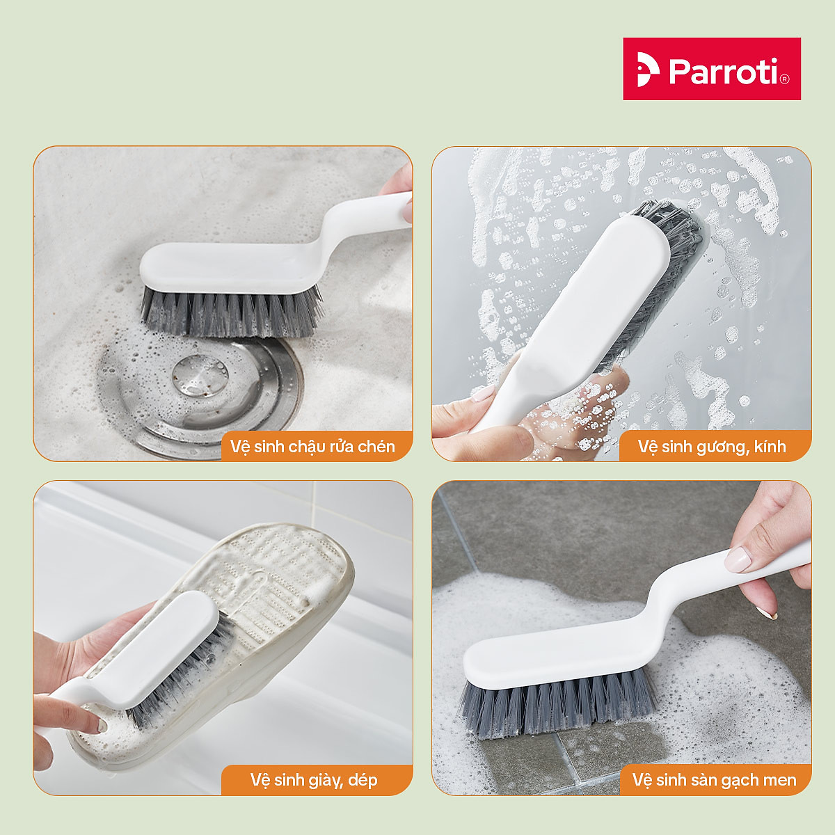 Chổi cọ vệ sinh đa năng, bàn chải vệ sinh cao cấp - Parroti Brush BR01