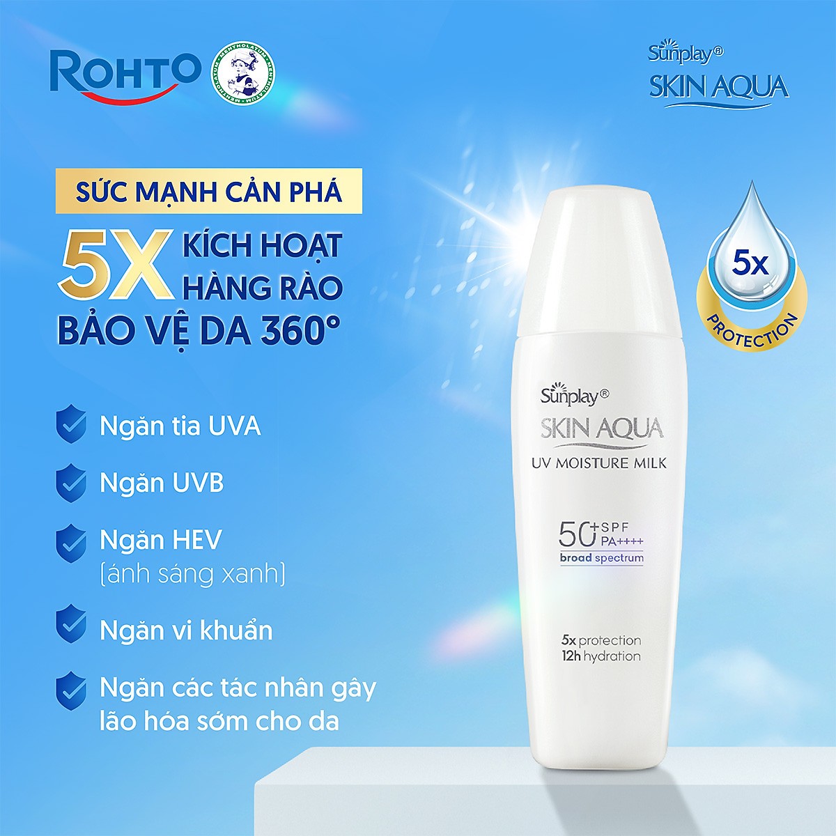 Kem chống nắng Skin Aqua dưỡng ẩm, dạng sữa dùng hàng ngày Sunplay Skin UV Moisture SPF 50, PA++++ 30g